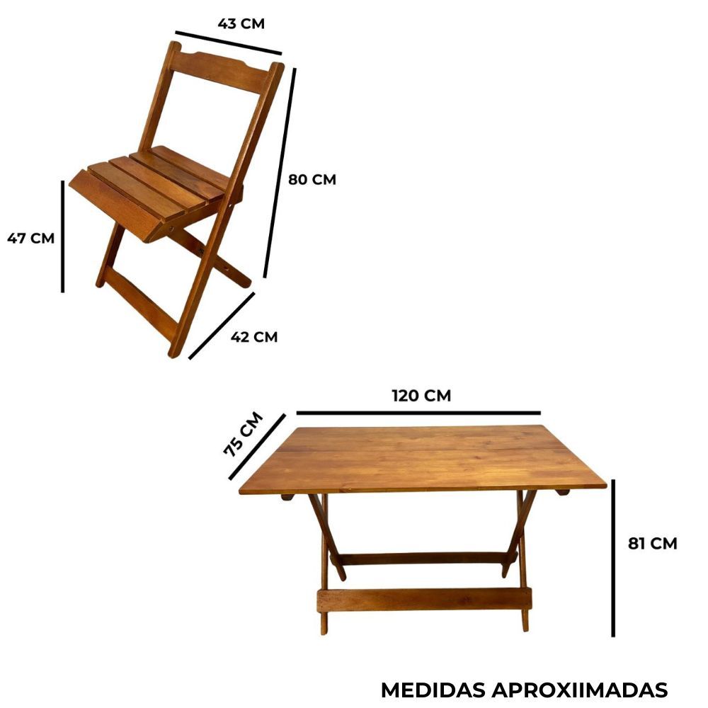 medidas conjunto dobravel 70x70 com 4 cadeiras preto